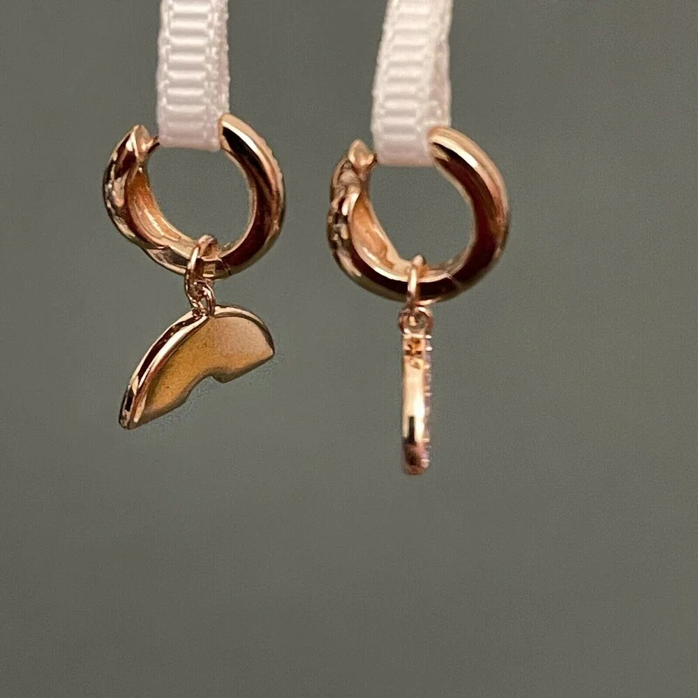 Rose Gold Pink Multicolor Rhinestones Women's Fashion Hoop Earrings NWOT